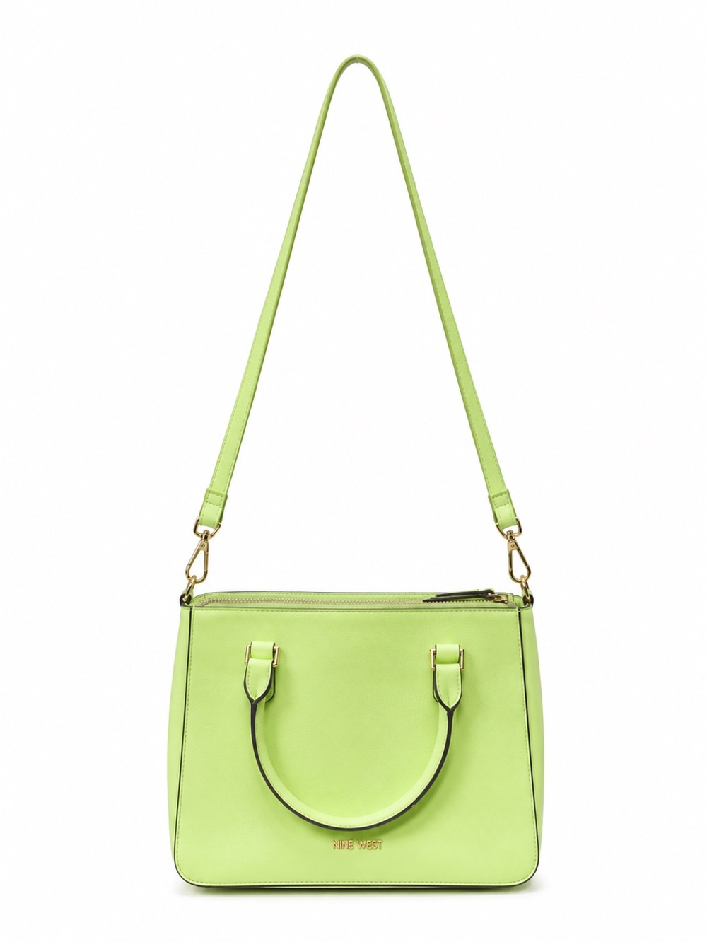 Nine West Lime Green Saffiano Satchel Handbag Crossbody Purse
